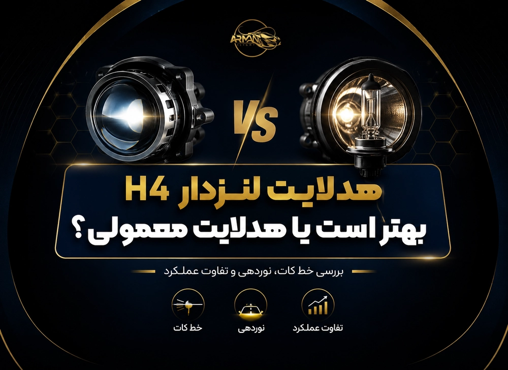 هدلایت لنزدار H4 بهتر است یا هدلایت معمولی؟ بررسی خط کات، نوردهی و تفاوت عملکرد